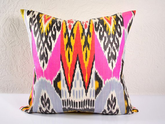 Ikat Pillow, Hand Woven Ikat Pillow Cover, Ikat throw pillows, Designer pillows, Decorative pillows,