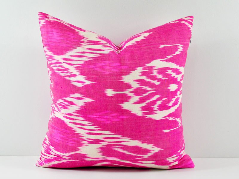 Ikat Pillow, Hand Woven Ikat Pillow Cover, Ikat throw pillows, Pink Ikat Pillow, Designer pillows, D