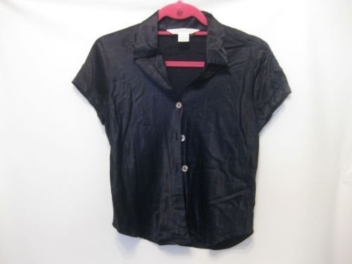 EUC Shiny Stretch Black Express Medium Blouse