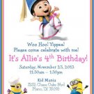 12 Printed Custom Despicable Me Minions Invitations with envelopes ~ Style #3