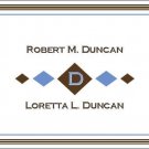 Brown/Blue Diamond Design ~ Personalized Notecards~ NEW