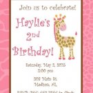 12 Printed Pink Giraffe Birthday or Baby Shower Invitations w/envelopes Style #2