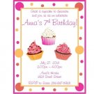 12 Printed Cupcake Party Invitations ~ Style #2
