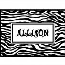 Zebra Print #6 Personalized Note Cards ~ Black