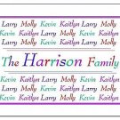 Colorful Family Names Personalized Notecards~Style #2