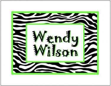 Zebra Print #2 Personalized Note ~Thank You Cards~Green