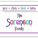 Colorful Family Names Personalized Notecards~Style #1