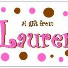 10 Personalized Gift STICKERS~Fun Pink and Brown DOTS