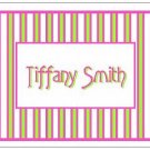 Trendy Pink-n-Lime Stripes Personalized Notecards