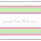 Preppy Pink and Green STRIPES Personalized Notecards