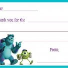 Monsters University Custom Thank You or Note Cards Flat Fill In #3