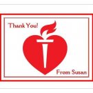 Red Heart Personalized Thank You or Note Cards ~ Style #3