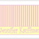 Sweet Pink and Yellow Striped Personalized Note Cards