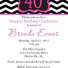 12 Printed  Bridal or 30th 40th 50th 60th Birthday  Invitations~ Chevron Stripes