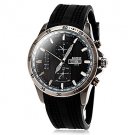 Men's Calendar Fashion Case Black Silicone Band Quartz Wrist Watch - DISCOUNT!!