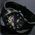 Men's Skeleton Black Steel Band Automatic Mechanical Wrist Watch - **DISCOUNT**
