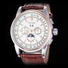 Men's Auto-Mechanical Six Pointers Rose Gold Case Leather Band Wrist Watch