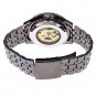 Men's Auto-Mechanical Hollow Black Dial Steel Band Wrist Watch - DISCOUNTED