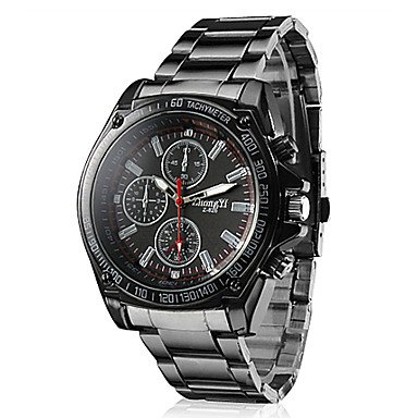 Men's Racing Style Black Alloy Quartz Wrist Watch - SPECIAL
