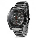 Men's Racing Style Black Alloy Quartz Wrist Watch - SPECIAL
