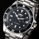** Men's Auto-Mechanical Calendar Silver Steel Band Wrist Watch **