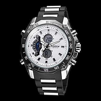 Men's Multi-Functional Analog-Digital Steel Round Dial Abs Band Quartz Watch