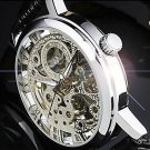 ** Semi-Mechanical Elegant Hollow Dial PU Band Wrist Watch **