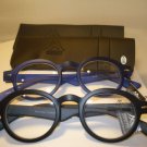 2 PAIR AUTH MONTANA VINTAGE ROUND READING GLASSES READERS BLACK & BLUE 2.50