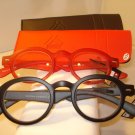 2 PAIR AUTH MONTANA VINTAGE ROUND READING GLASSES READERS BLACK & RED 1.00
