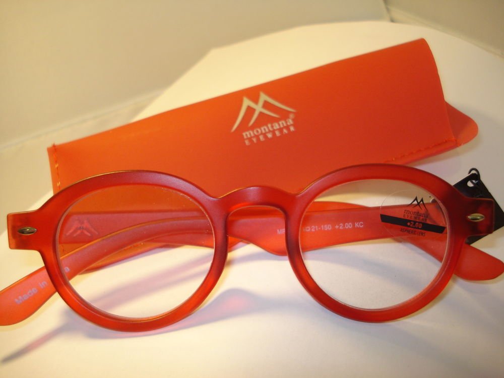 AUTH MONTANA VINTAGE DESIGNER PREPPY ROUND READING GLASSES READERS RED 2.00