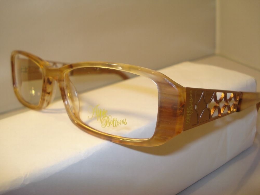 AUTH NEW APPLE BOTTOM EYEGLASSES 746 GOLD HORN PLASTIC