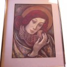 Saint Angel numbered print Red Hair Dove Woman signed 1996 Mary Magdalene?