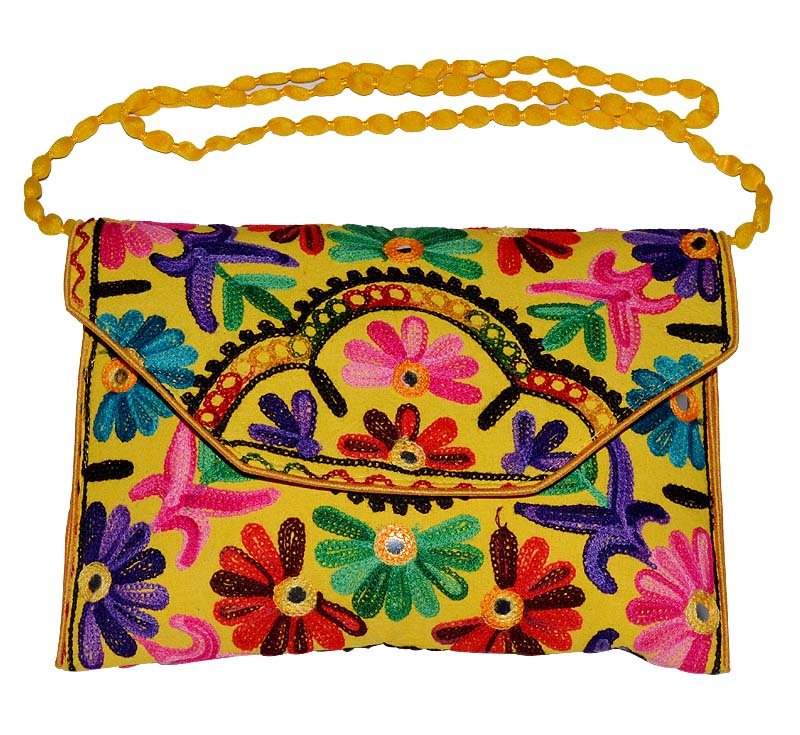 INDIAN NICE MULTI COLOR NEW BAG WEDDING STYLE CLUTCH HAND BEADED HANDMADE PURSE