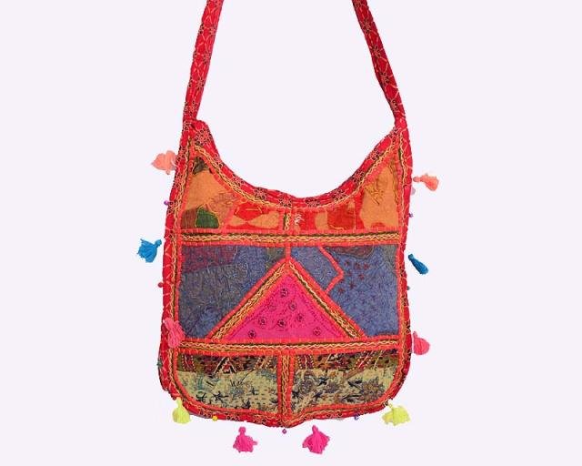INDIAN HANDMADE BANJARA ETHNIC VINTAGE PATCHWORK CROSS PURSE MIRROR TRIBAL BAG