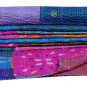 INDIAN KANTHA HANDMADE IKAT SILK&COTTON PATCHWORK QUILT VINTAGE THROW GUDARI ART