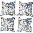 16" INDIAN WHITE COTTON CUSHION PILLOW COVER FLORAL & KANTHA WORK HANDMADE THROW