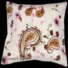 16" KANTHA INDIAN PILLOW EMBRODERED PAISLEY VINTAGE CUSHION COVER HOME DECOR
