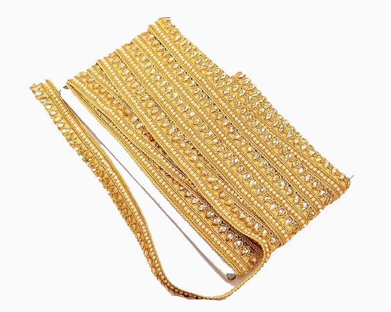 10yd Clear Rhinestone Crystal Gold Tone Charming Chain Bridal Dress Costume Trim
