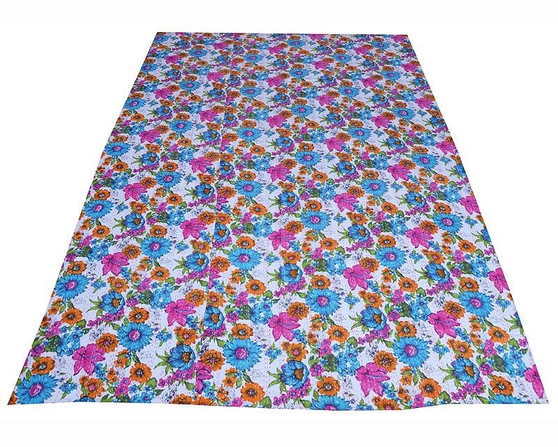 White Beautiful Kantha Quilt Indian Handmade Floral Throw CottonBlanket Gudari