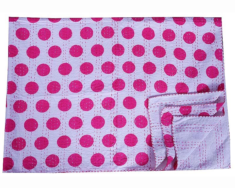 Kantha Twin Throw Gudari Ralli Quilts Cotton Hand Stitched Reversible Bedspread