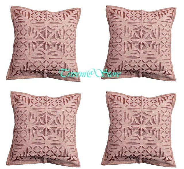 HANDMADE ORGANDI COLOUR WORK CASE CUSHION PILLOW COVER INDIAN HOME DECOR FINE