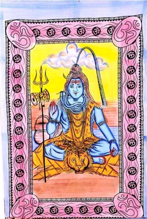 Indian Cotton Wall Hanging God Shiva Bed Sheet Bedspread Tapestry Home Decor