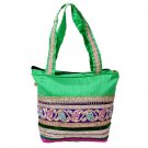 Indian Wedding Handbag Mughal style Green Colour Patchwork Embroidered Tote Bag