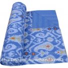 Indian Ikat Kantha Quilt Cotton Throw Queen Blanket Bedspread Gudari Decor
