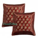 Indian Nice Elephant Silk Woven Hippe Zari Borcade Banarasi Cushion Pillow Cover