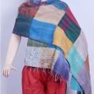 Kantha Patch Work Vintage Stoles Reversible Quilted Shawl Scarf Hijab Silk Hand