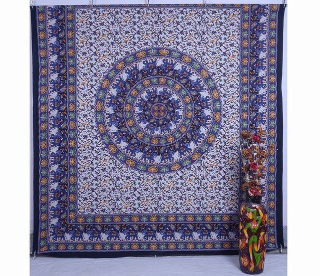 Indian Elephant Mandala Psychedelic Hippie wall hanging Tapestry Bed Cover Art