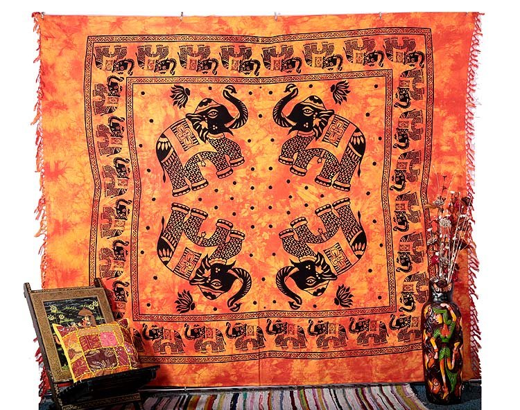 QUEEN ELEPHANT MANDALA BEDSPREAD WALL HANGING TAPESTRY HIPPIE Blanket Decor Art