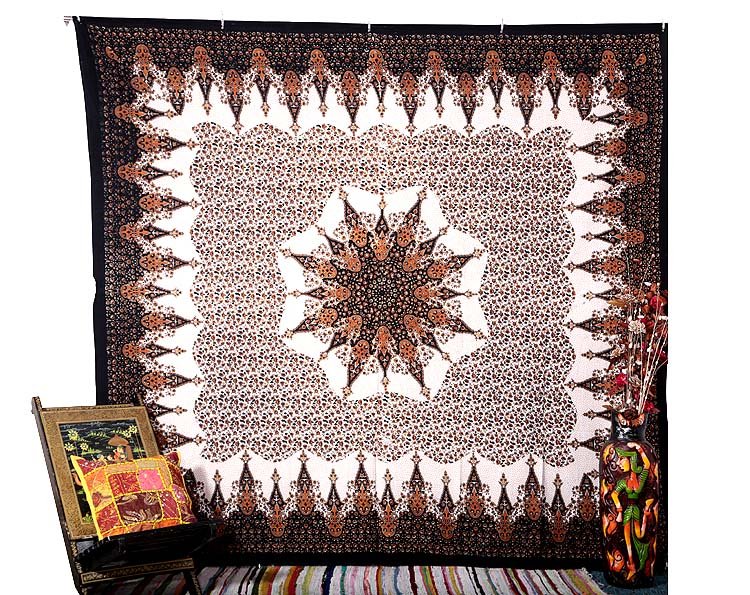 QUEEN MULTI INDIAN MANDALA BEDSPREAD WALL HANGING TAPESTRYHome Decor Blanket