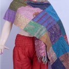 Indian Beautiful Shawl Handmade Sari Silk Shawl / Scarf / Wraps Kantha Designer